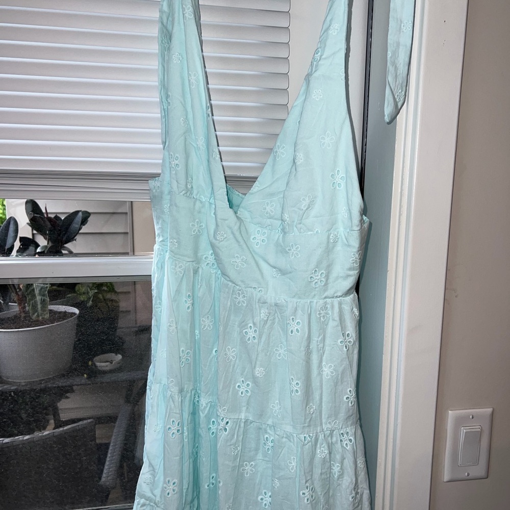 Princess Polly Light Blue Eyelet Midi Dress - Picture 2 of 4